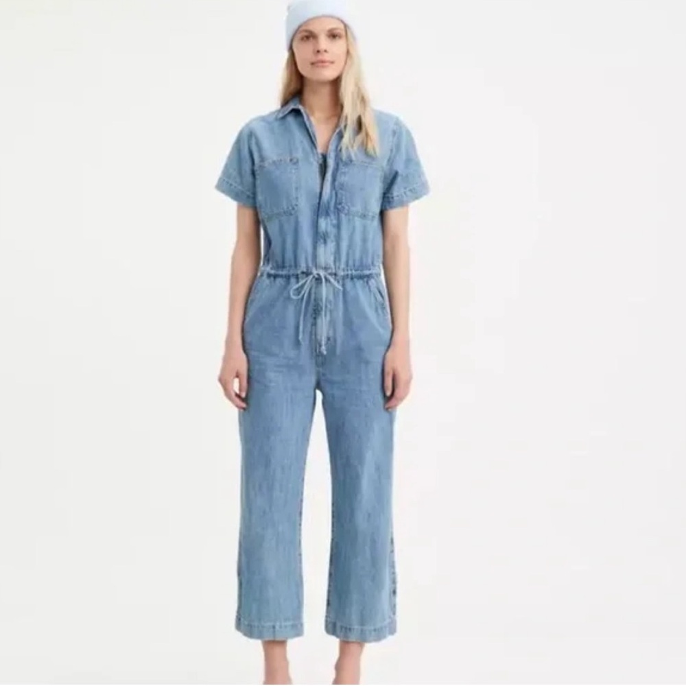Levi’s Wide-Leg Cropped Denim Jumpsuit Sz XS